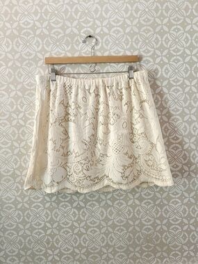 Cream Lace Skirt-Handmade from vintage tablecloth